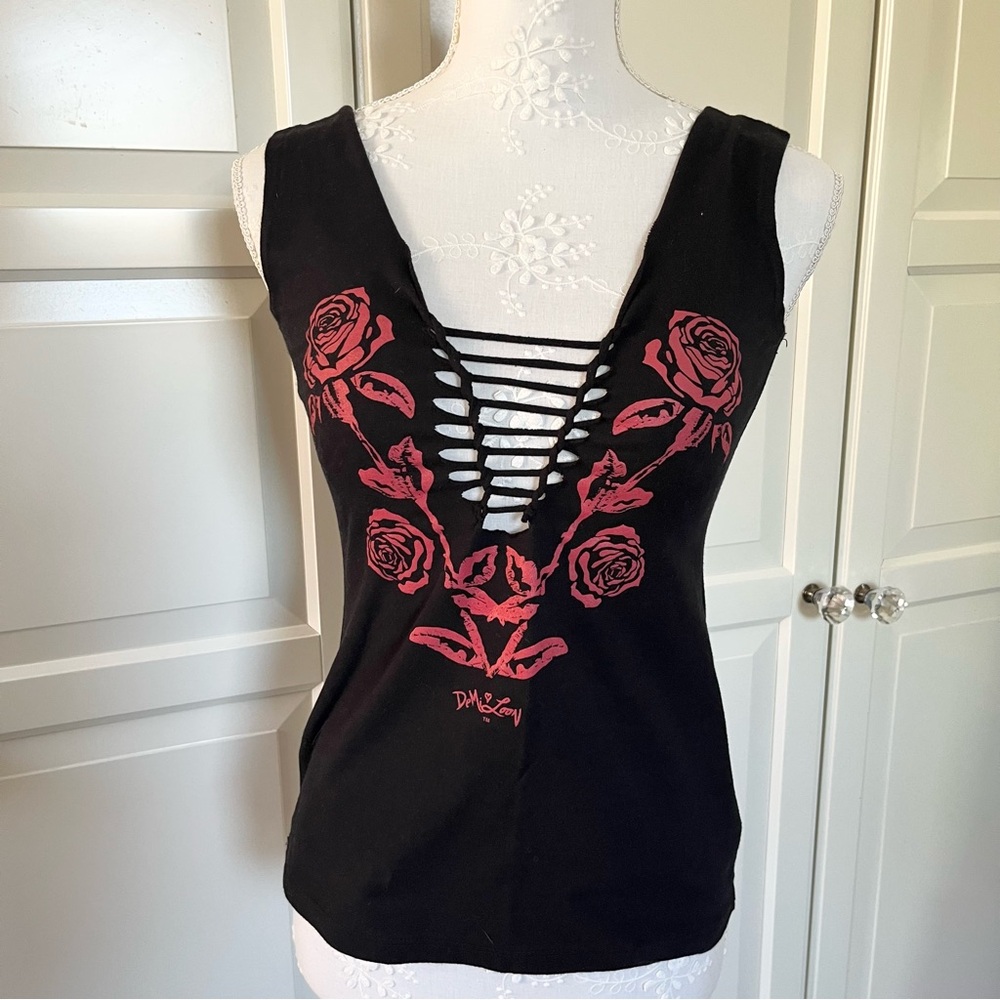 Vintage Demi Loon cut out rose tank top